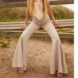 Free People Flare Jeans in Light Tan